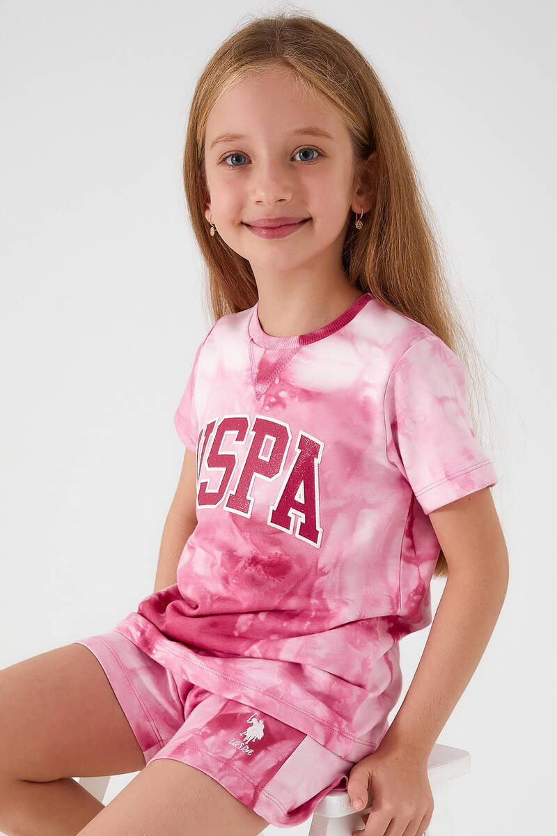 U.S. Polo Assn Pink Font Detail Açık Beyazkız Çocuk Şort Takım U.S. Polo Assn Pink Font Detail Açık Beyazkız Çocuk Şort Takım