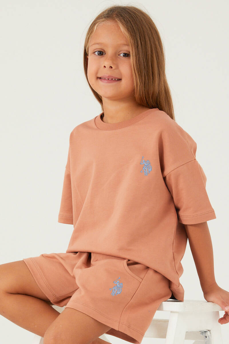 U.S. Polo Assn Plain Open Naive Açık Kahve Kız Çocuk Şort Takım U.S. Polo Assn Plain Open Naive Açık Kahve Kız Çocuk Şort Takım