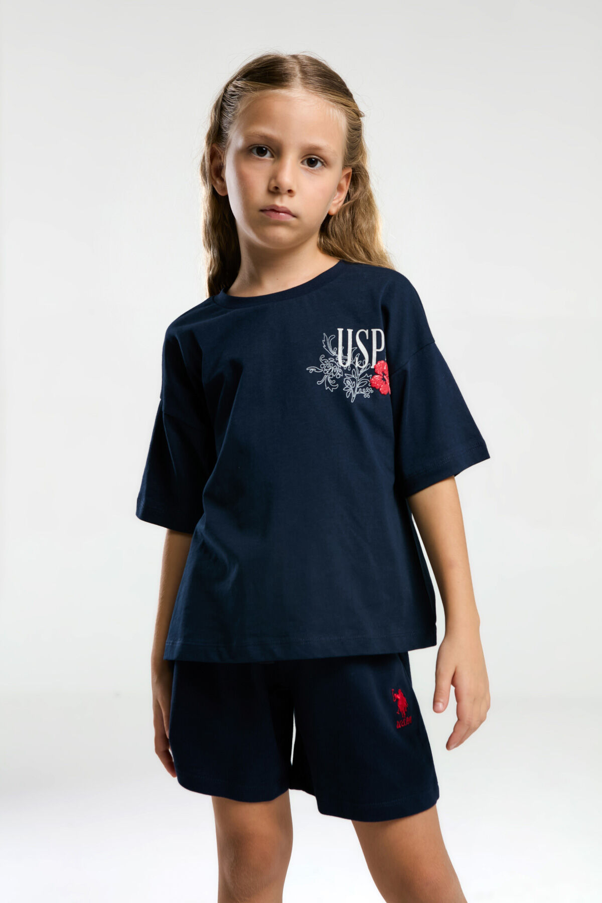 U.S. Polo Assn Kız Çocuk Lacivert Şort Takım 