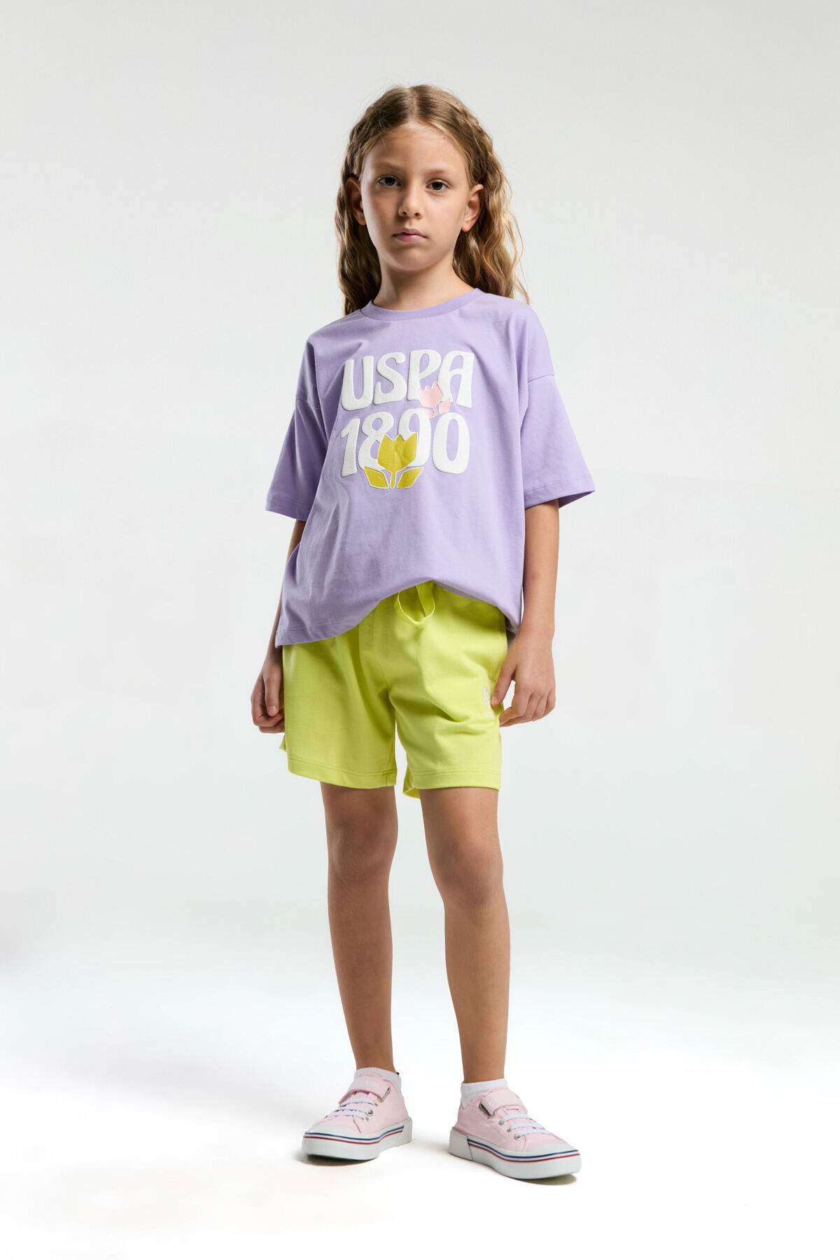 U.S. Polo Assn Kız Çocuk Mor Şort Takım 