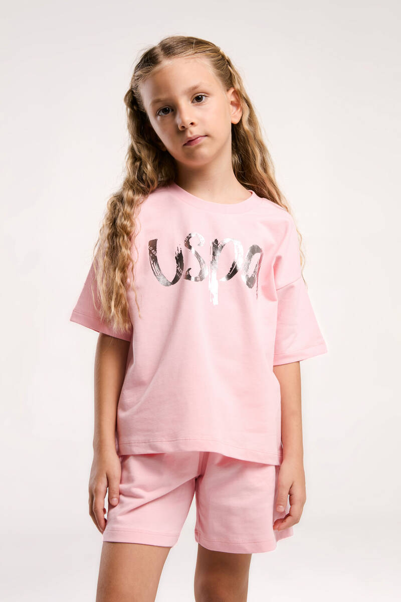 U.S. Polo Assn. Kız Çocuk Pembe Şort Takım