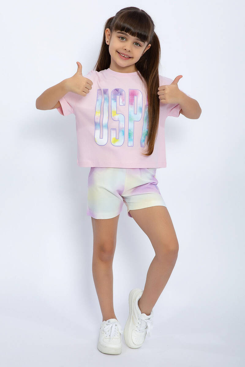 U.S. Polo Assn Kids Kız Çocuk Pembe Şort Takım 