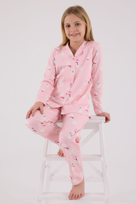 Rolypoly Kız Çocuk Pamuklu Kışlık Regular Fit Pembe Pijama Takımı RP3713-C-V2 - 2