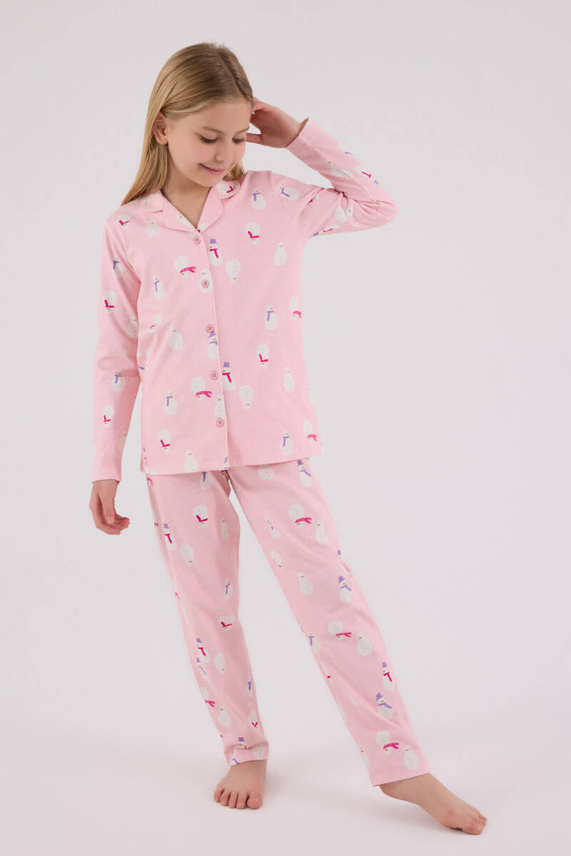 Rolypoly Kız Çocuk Pamuklu Kışlık Regular Fit Pembe Pijama Takımı RP3713-C-V2 - 3
