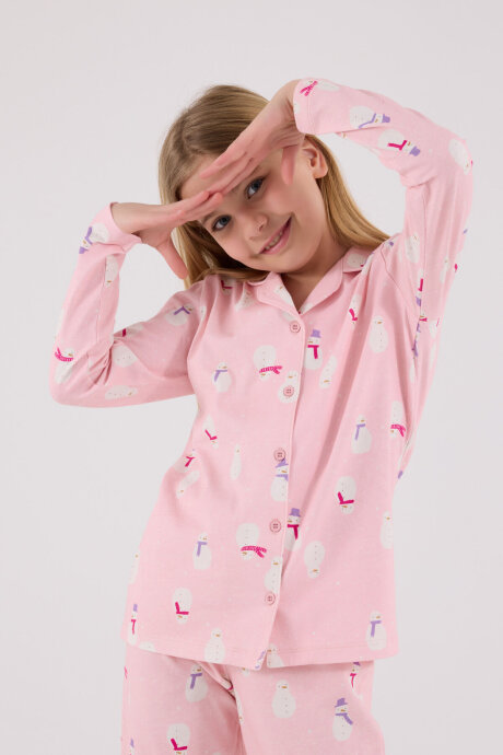 Rolypoly Kız Çocuk Pamuklu Kışlık Regular Fit Pembe Pijama Takımı RP3713-C-V2 - 4
