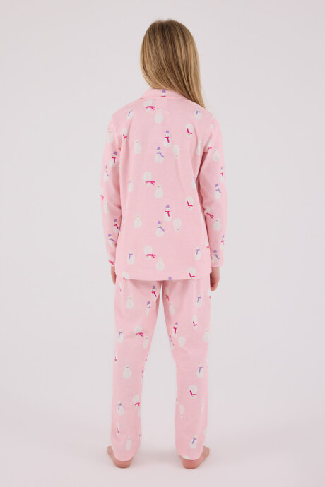 Rolypoly Kız Çocuk Pamuklu Kışlık Regular Fit Pembe Pijama Takımı RP3713-C-V2 - 5