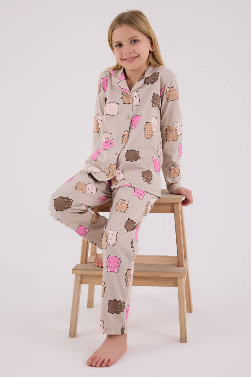 Rolypoly Kız Çocuk Pamuklu Kışlık Regular Fit Krem Pijama Takımı RP3706-C-V1 - 2