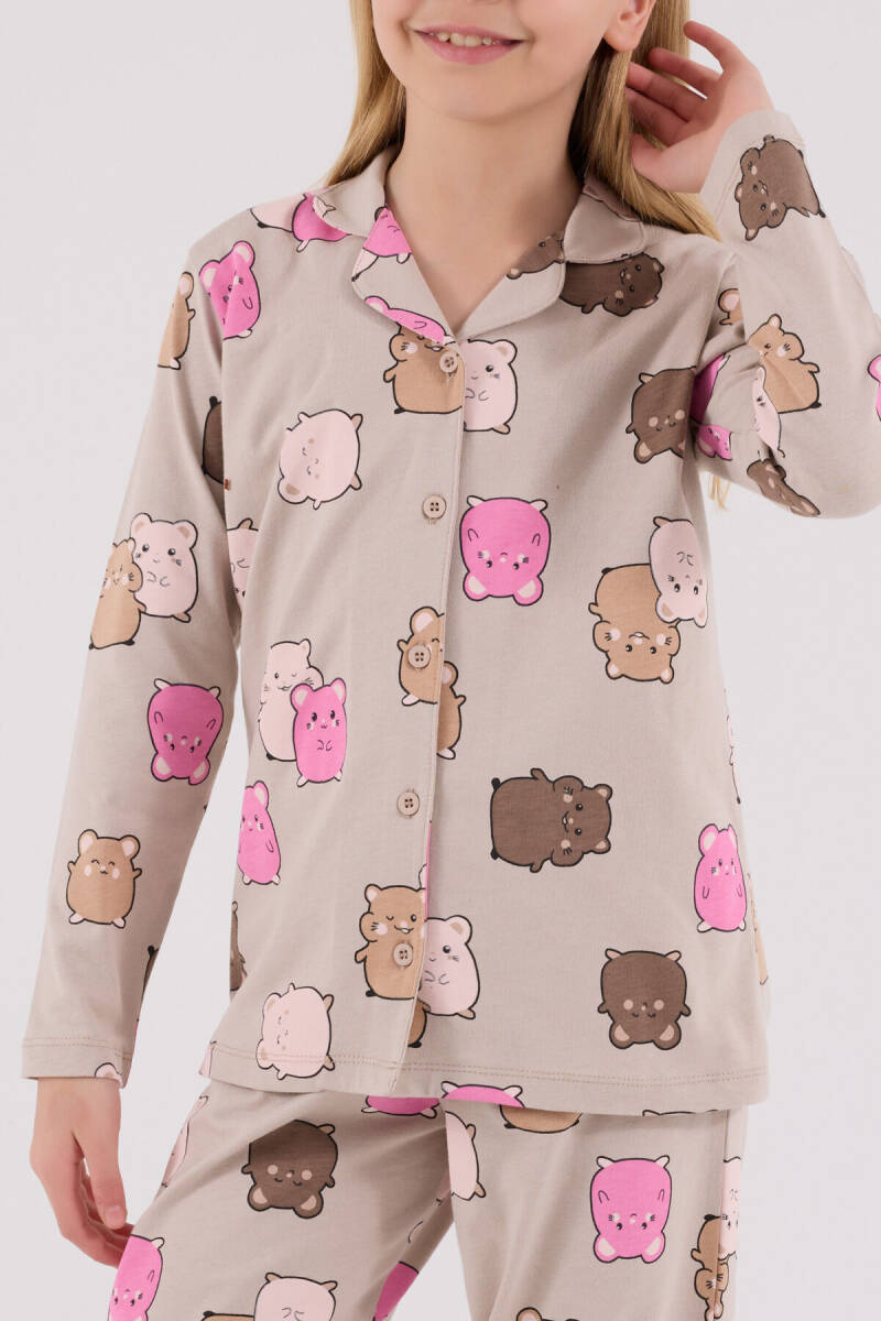 Rolypoly Kız Çocuk Pamuklu Kışlık Regular Fit Krem Pijama Takımı RP3706-C-V1 - 4