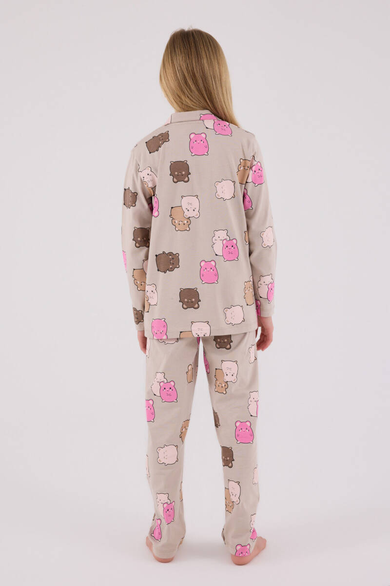 Rolypoly Kız Çocuk Pamuklu Kışlık Regular Fit Krem Pijama Takımı RP3706-C-V1 - 5