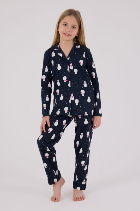 Rolypoly Kız Çocuk Pamuklu Kışlık Regular Fit Lacivert Pijama Takımı RP3713-C-V1 - 2