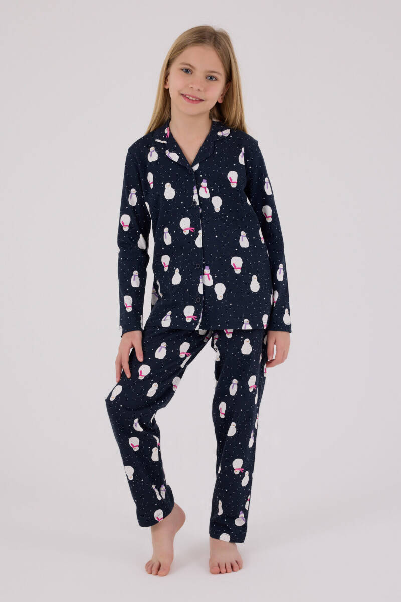 Rolypoly Kız Çocuk Pamuklu Kışlık Regular Fit Lacivert Pijama Takımı RP3713-C-V1 - 2
