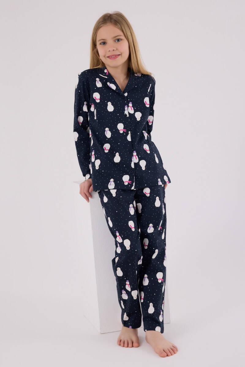 Rolypoly Kız Çocuk Pamuklu Kışlık Regular Fit Lacivert Pijama Takımı RP3713-C-V1 - 3