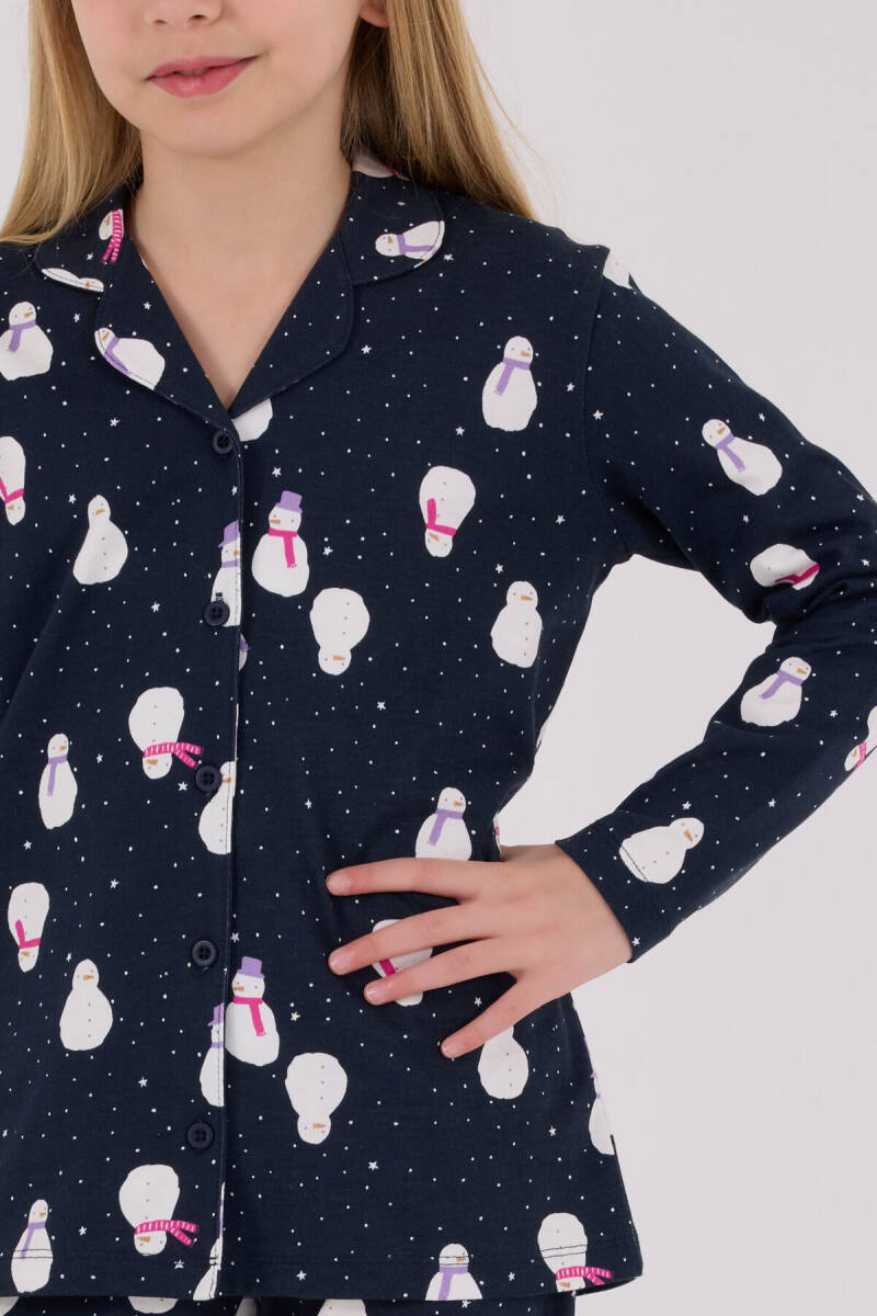 Rolypoly Kız Çocuk Pamuklu Kışlık Regular Fit Lacivert Pijama Takımı RP3713-C-V1 - 4