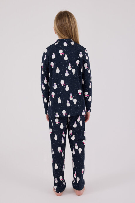 Rolypoly Kız Çocuk Pamuklu Kışlık Regular Fit Lacivert Pijama Takımı RP3713-C-V1 - 5
