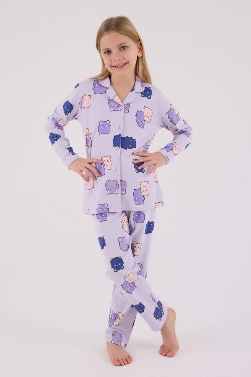 Rolypoly Kız Çocuk Pamuklu Kışlık Regular Fit Mor Pijama Takımı RP3706-C-V2 - 2