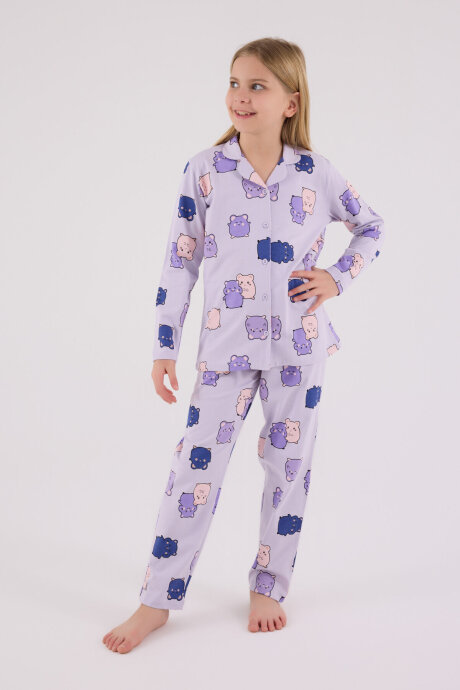 Rolypoly Kız Çocuk Pamuklu Kışlık Regular Fit Mor Pijama Takımı RP3706-C-V2 - 3