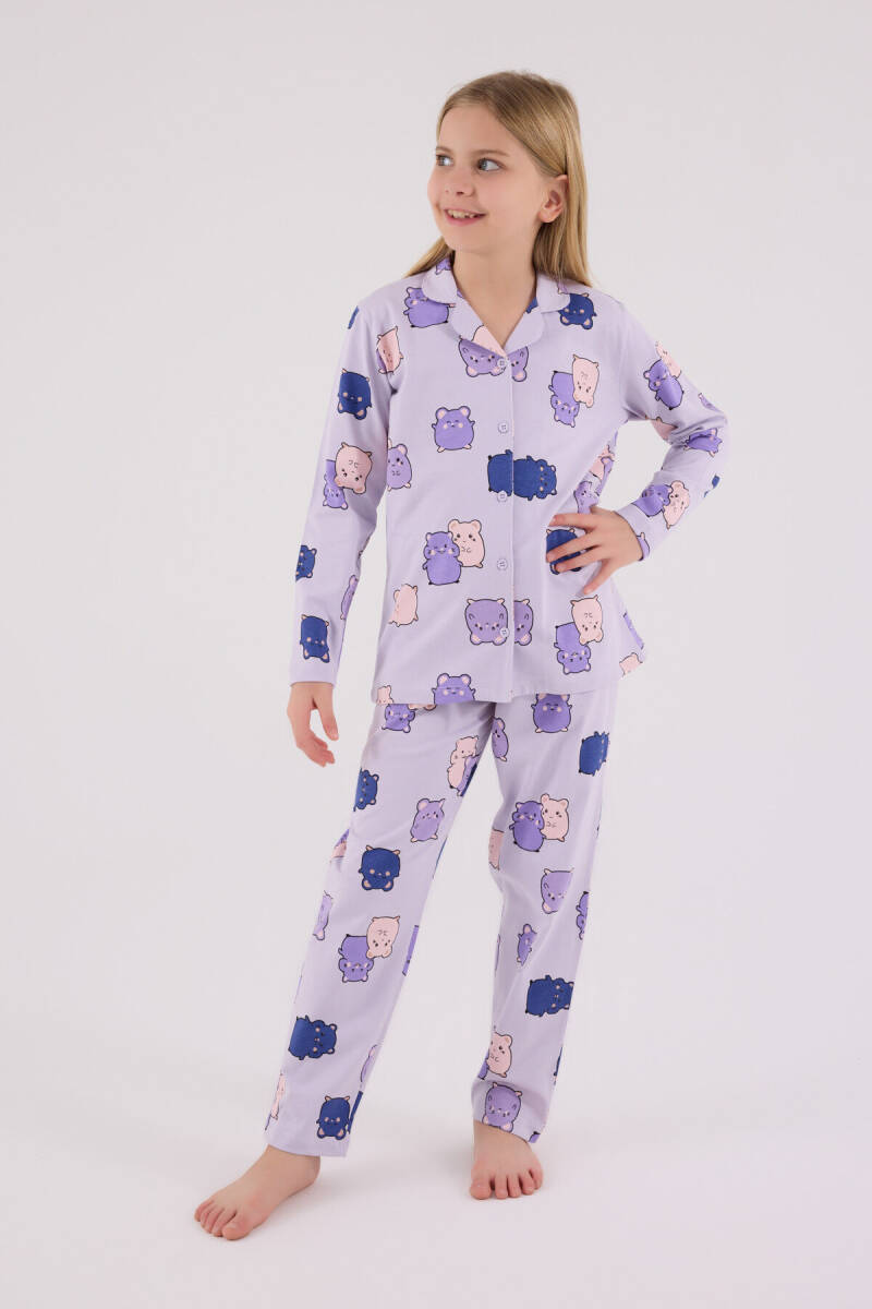 Rolypoly Kız Çocuk Pamuklu Kışlık Regular Fit Mor Pijama Takımı RP3706-C-V2 - 3