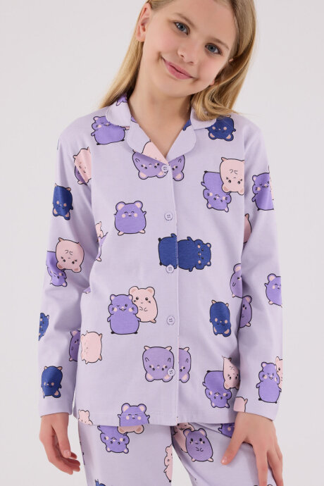 Rolypoly Kız Çocuk Pamuklu Kışlık Regular Fit Mor Pijama Takımı RP3706-C-V2 - 4