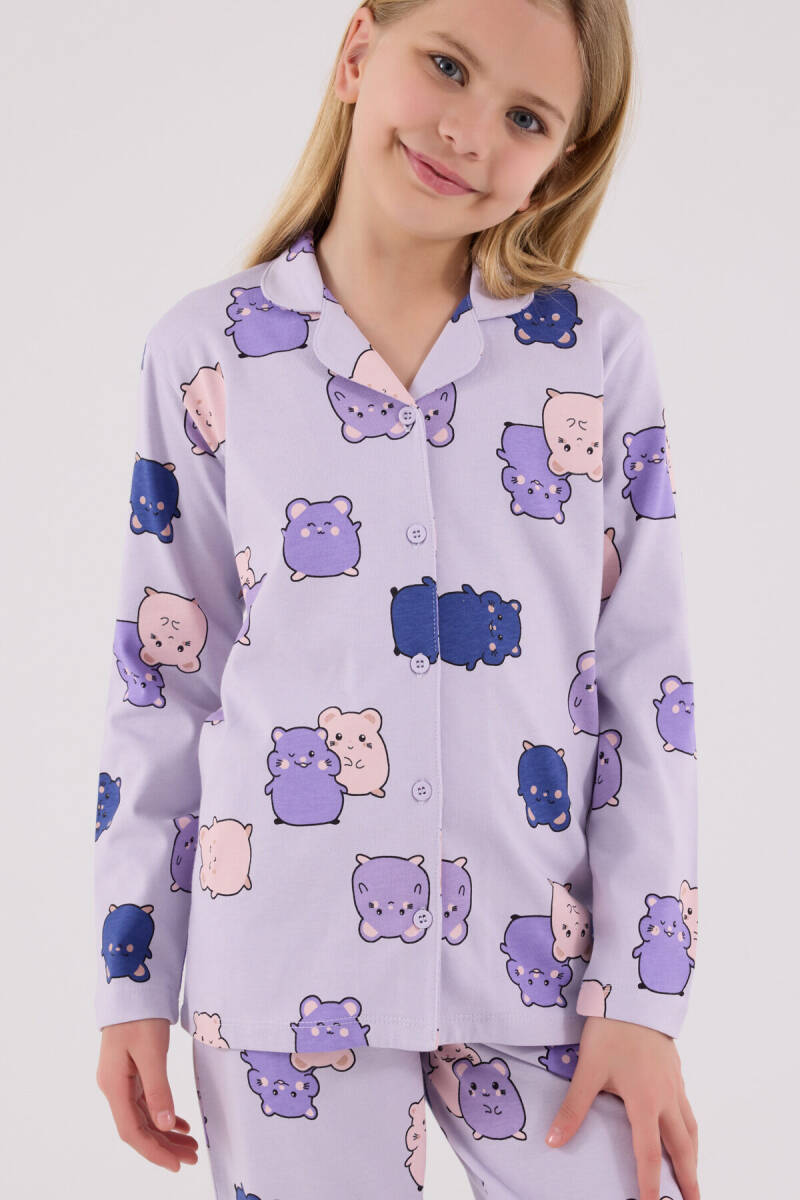 Rolypoly Kız Çocuk Pamuklu Kışlık Regular Fit Mor Pijama Takımı RP3706-C-V2 - 4