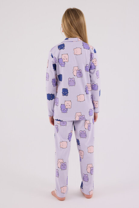 Rolypoly Kız Çocuk Pamuklu Kışlık Regular Fit Mor Pijama Takımı RP3706-C-V2 - 5