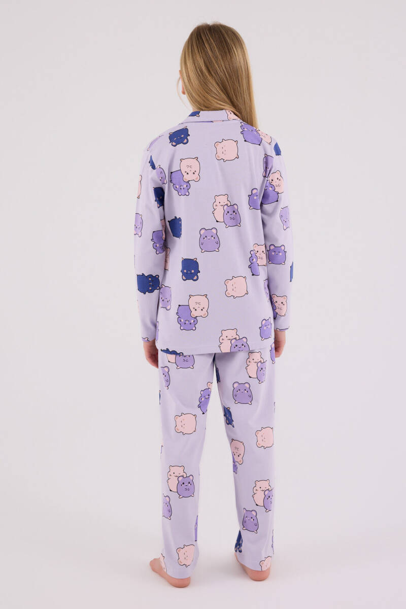 Rolypoly Kız Çocuk Pamuklu Kışlık Regular Fit Mor Pijama Takımı RP3706-C-V2 - 5