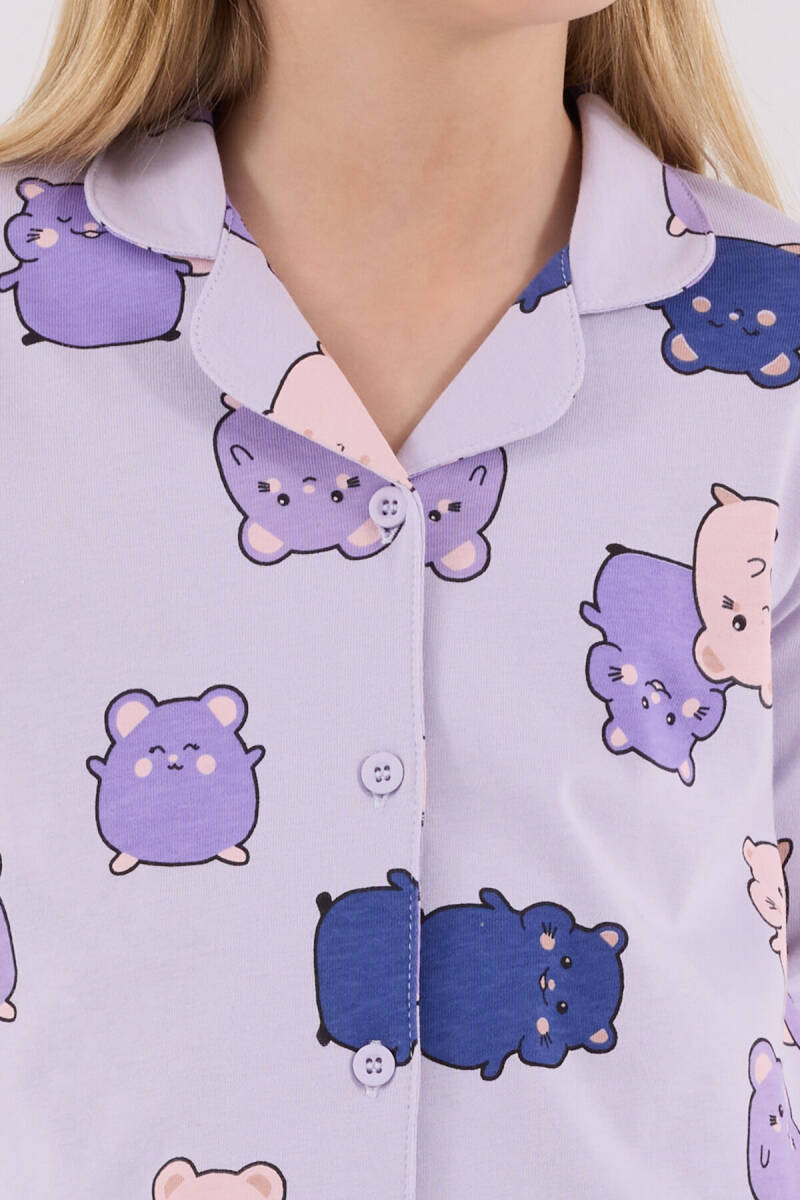 Rolypoly Kız Çocuk Pamuklu Kışlık Regular Fit Mor Pijama Takımı RP3706-C-V2 - 6