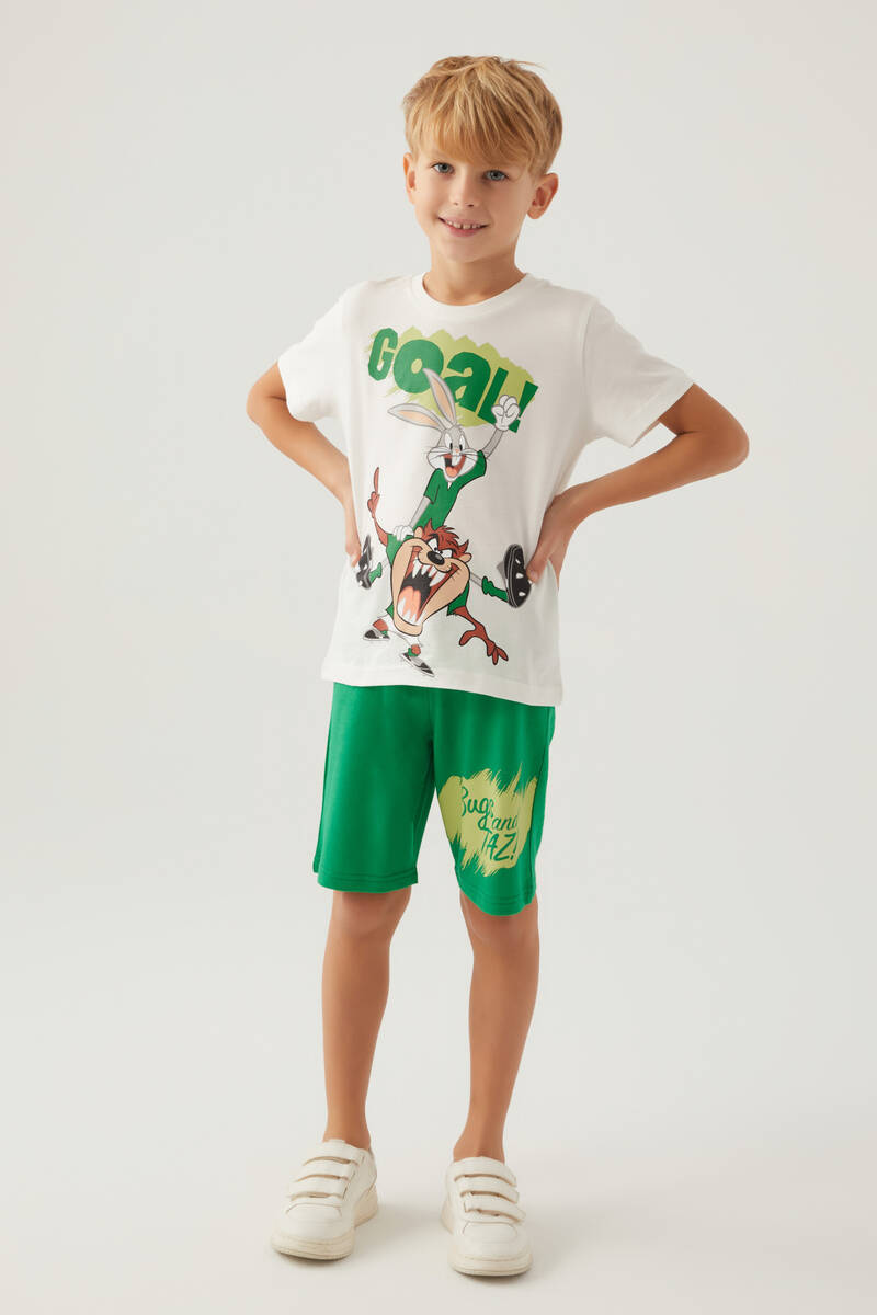 Looney Tunes Erkek Çocuk Krem Bermuda Takım
