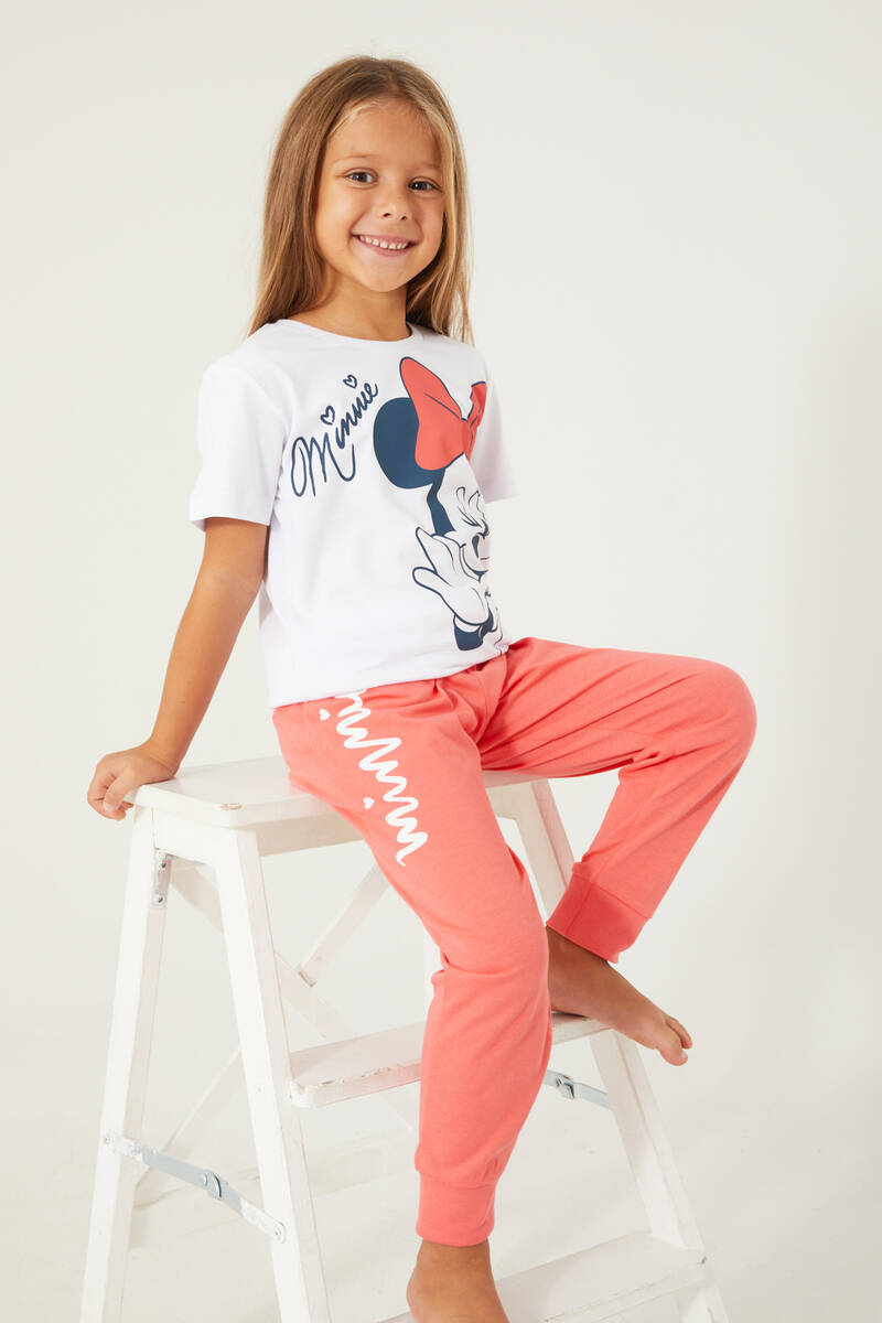 Minnie Mouse Candy Minnie Beyaz Kız Çocuk Kısa Kol Pijama Takım