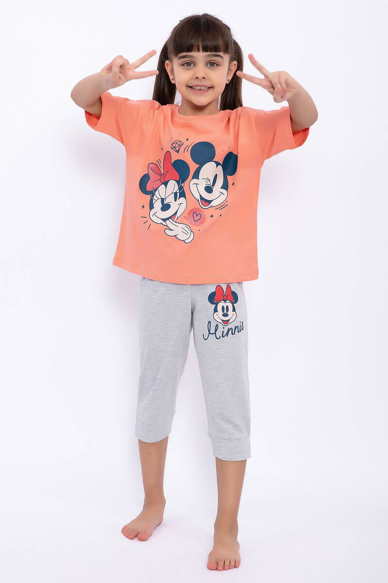 Minnie Mouse - Minnie Mouse Lisanslı Coral Kız Çocuk Kapri Takım (1)