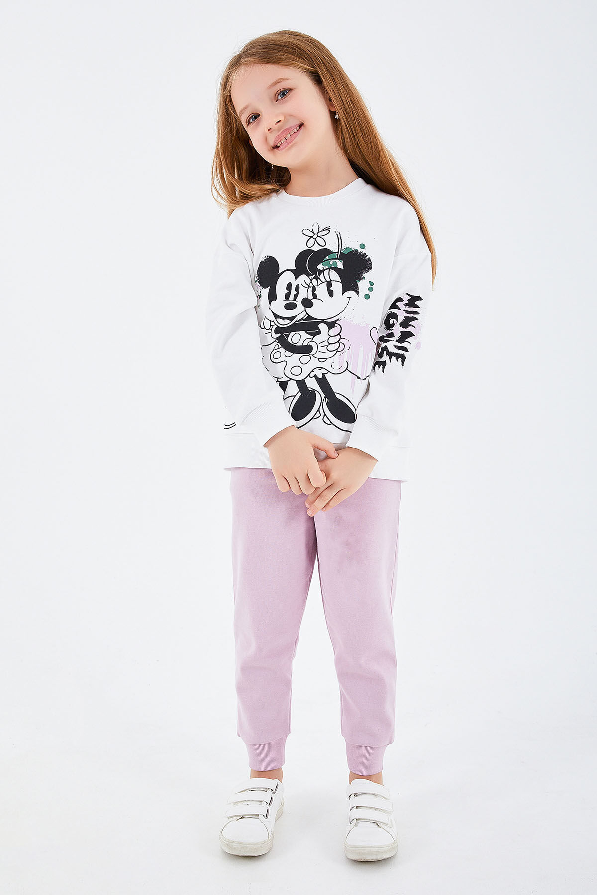 Minnie Mouse - Minnie Mouse Lisanslı Krem Kız Çocuk Eşofman Takım