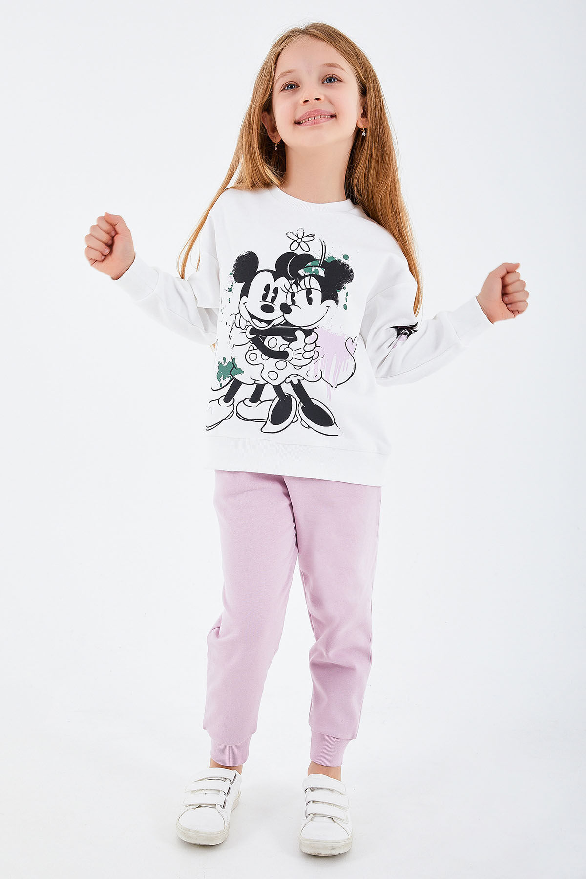 Minnie Mouse - Minnie Mouse Lisanslı Krem Kız Çocuk Eşofman Takım (1)