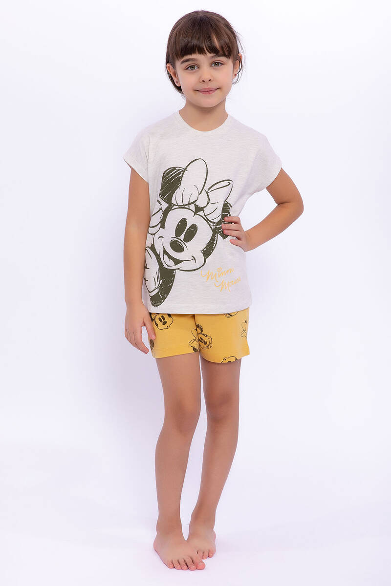 Minnie Mouse - Minnie Mouse Lisanslı Kremmelanj Kız Çocuk Şort Takım (1)