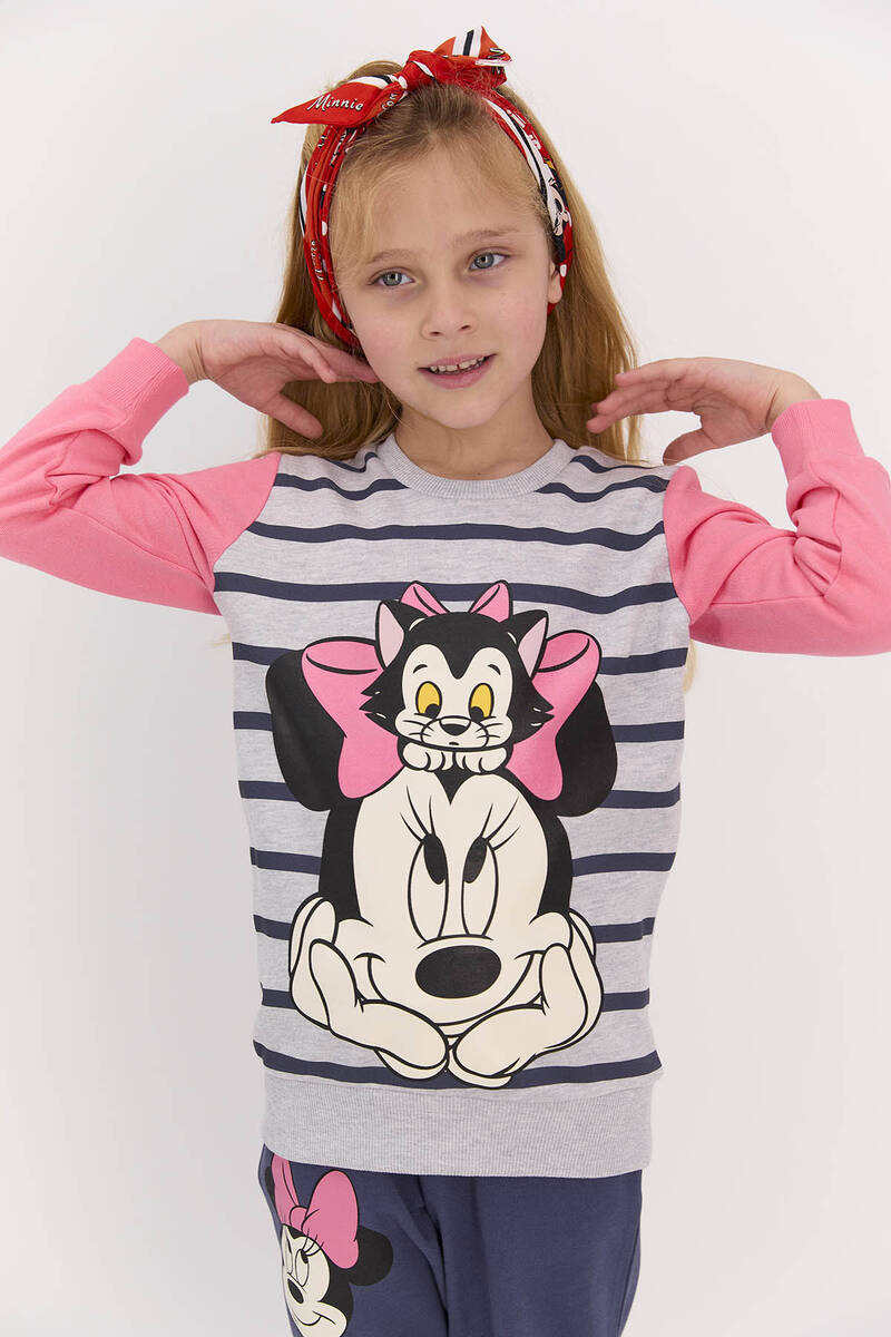 Minnie Mouse - Minnie Mouse Lisanslı Şeker Pembe Kız Çocuk Eşofman Takımı (1)