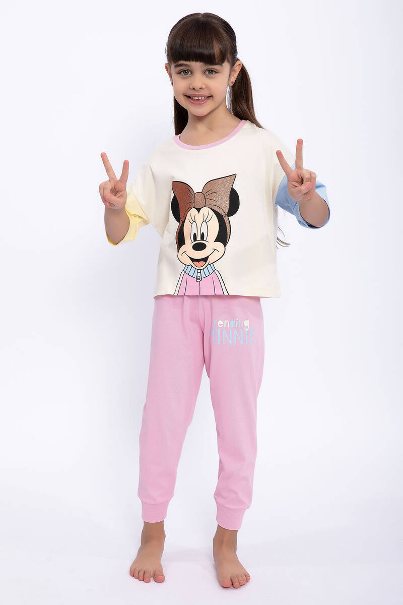 Minnie Mouse - Minnie Mouse Lisanslı Trending Minnie Fildişi Kız Çocuk Eşofman Takımı (1)