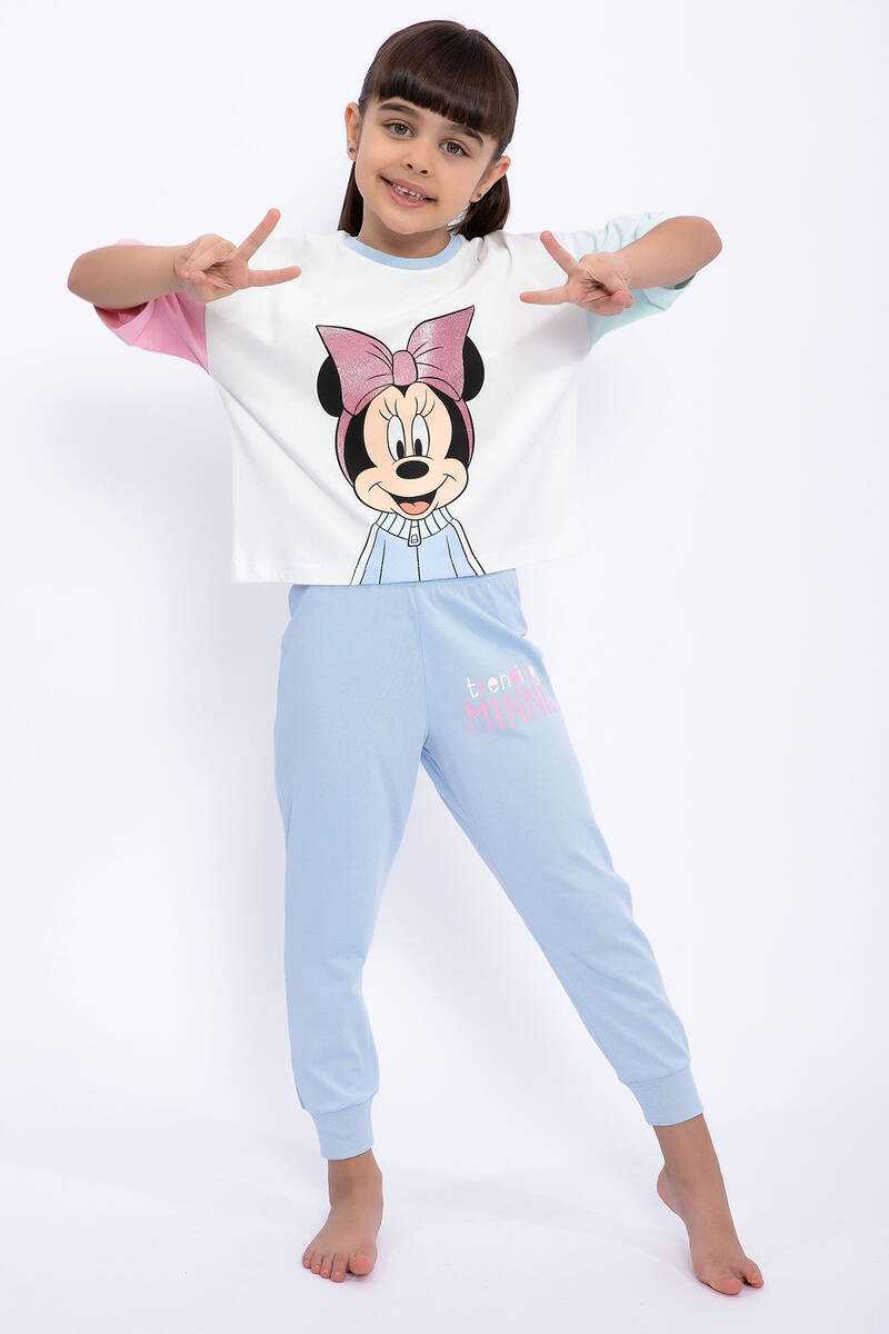 Minnie Mouse - Minnie Mouse Lisanslı Trending Minnie Krem Kız Çocuk Eşofman Takımı (1)