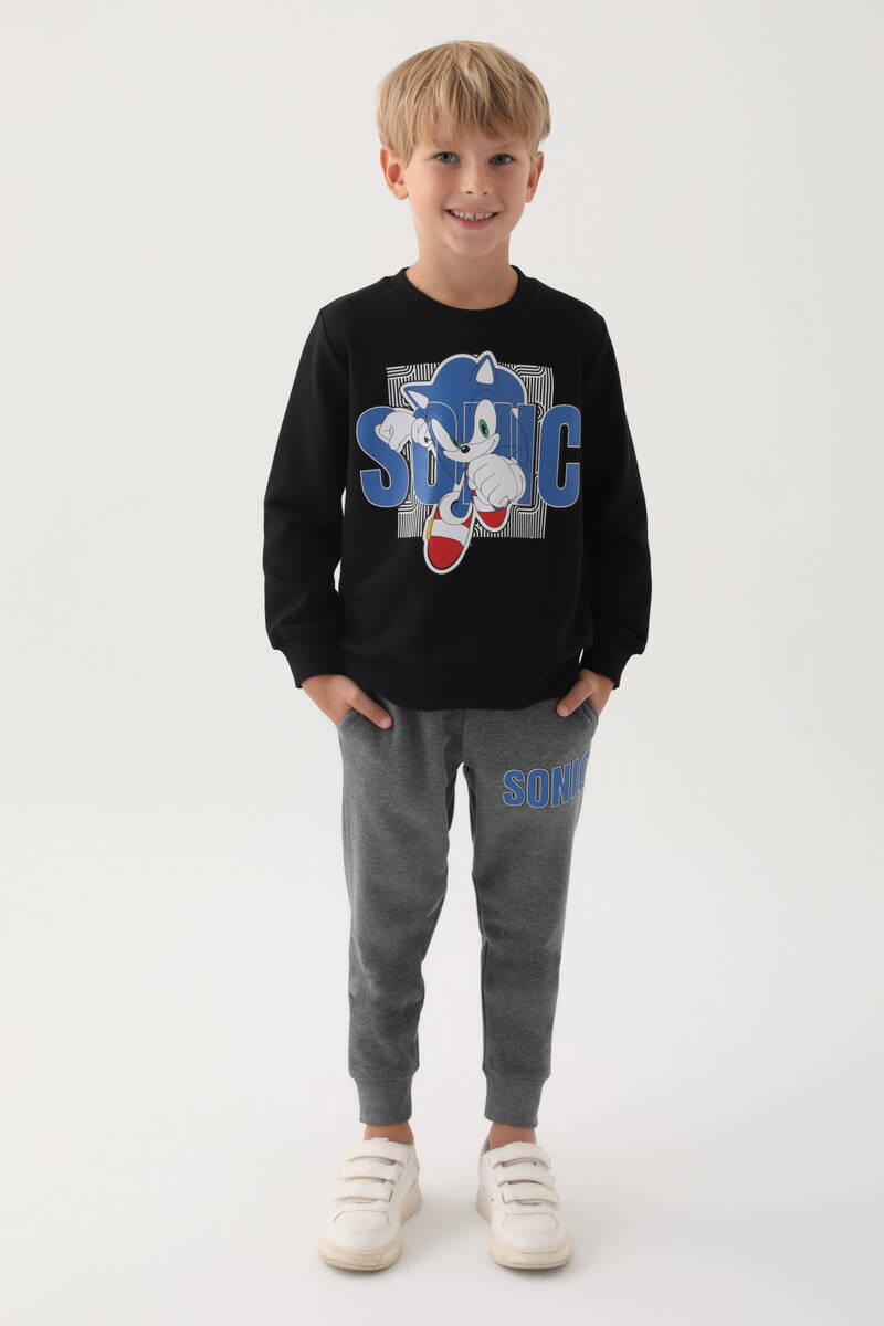 Modern Sonic Siyah Baskılı Erkek Çocuk Eşofman Takımı Modern Sonic Siyah Baskılı Erkek Çocuk Eşofman Takımı