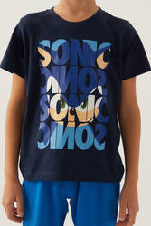 Sonic Comics Erkek Çocuk Pamuklu Yazlık Regular Fit Lacivert Bermuda Takım L1696-C-V1 - 4