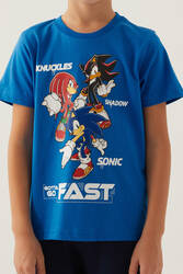 Sonic Comics Erkek Çocuk Pamuklu Yazlık Regular Fit Mavi Kapri Takım L1698-C-V1 - 4