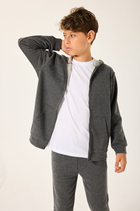 Rolypoly Erkek Çocuk Pamuklu Kışlık Regular Fit Gri Sweatshirt RP3719-C-V2 - 1