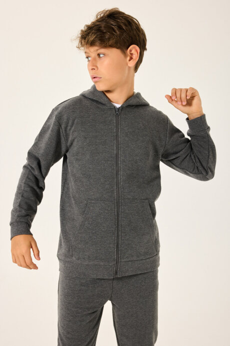 Rolypoly Erkek Çocuk Pamuklu Kışlık Regular Fit Gri Sweatshirt RP3719-C-V2 - 4