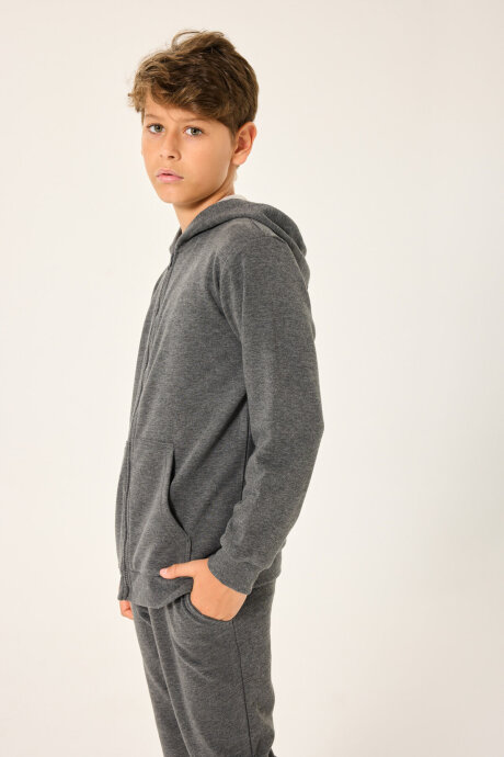 Rolypoly Erkek Çocuk Pamuklu Kışlık Regular Fit Gri Sweatshirt RP3719-C-V2 - 5
