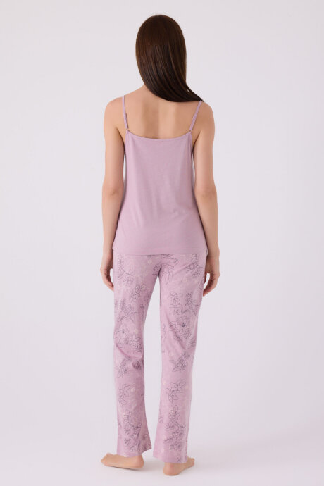 Pierre Cardin Kadın Pamuklu Kruvaze Pigment Baskılı Kışlık Regular Fit Mor Pijama Takımı PC8875-S-V1 - 8