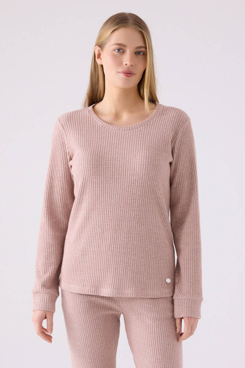 Pierre Cardin Kadın Pamuklu Bisiklet Yaka Pigment Baskılı Kışlık Regular Fit Pembe Pijama Takımı PC8922-S-V3 - 2
