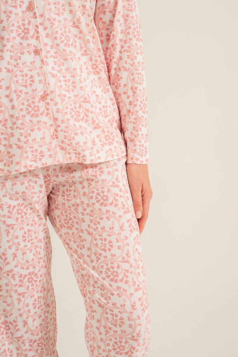 Pierre Cardin Kadın Pamuklu Flowers Pembe Gömlek Pijama Takımı PC9271-S-V2 - 5