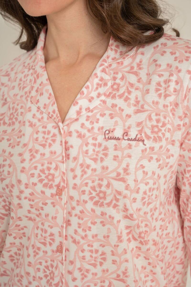 Pierre Cardin Kadın Pamuklu Flowers Pembe Gömlek Pijama Takımı PC9271-S-V2 - 3
