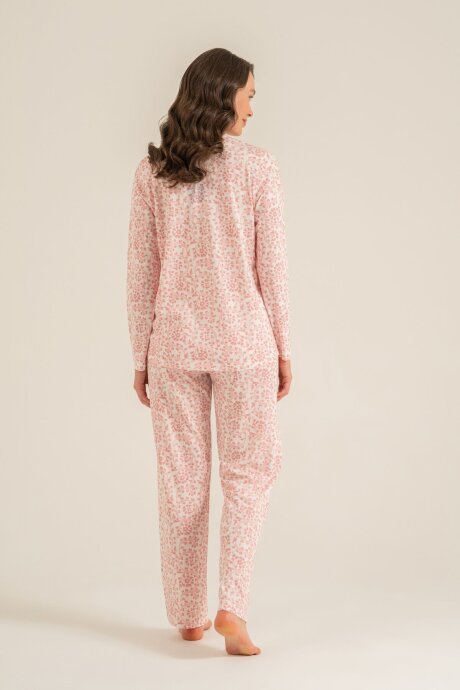 Pierre Cardin Kadın Pamuklu Flowers Pembe Gömlek Pijama Takımı PC9271-S-V2 - 4