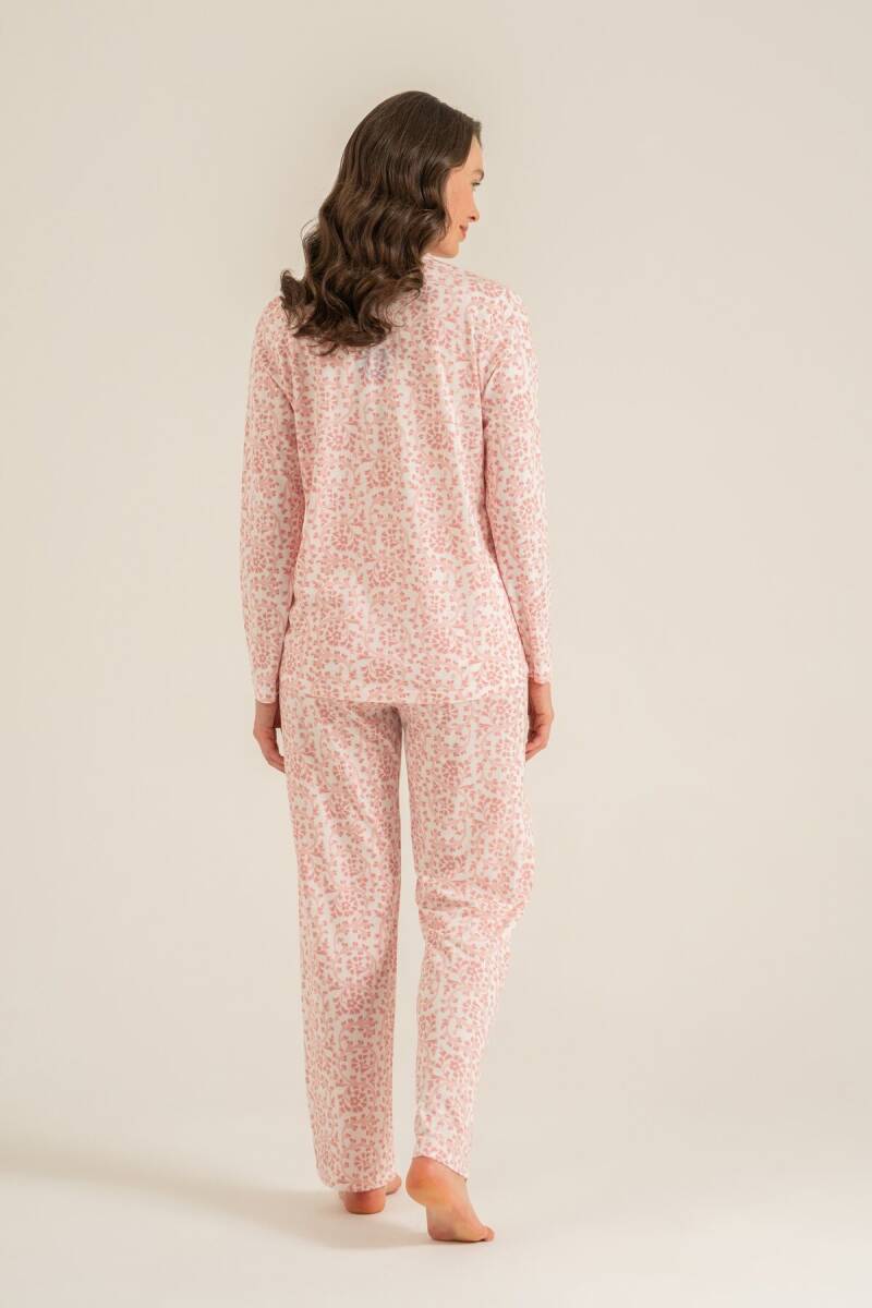 Pierre Cardin Kadın Pamuklu Flowers Pembe Gömlek Pijama Takımı PC9271-S-V2 - 4