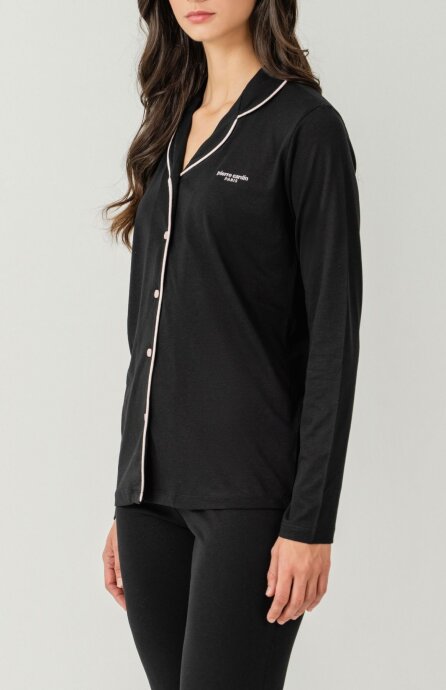 Pierre Cardin Kadın Pamuklu Örme Gömlek Lacivert Pijama PC7717-S-V-2 - 3