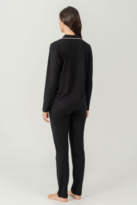 Pierre Cardin Kadın Pamuklu Örme Gömlek Lacivert Pijama PC7717-S-V-2 - 4