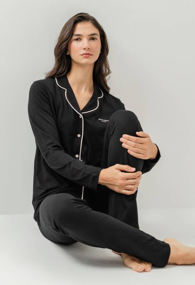 Pierre Cardin Kadın Pamuklu Örme Gömlek Lacivert Pijama PC7717-S-V-2 - 7